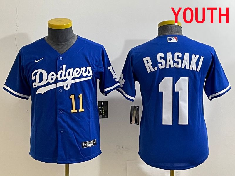 Youth Los Angeles Dodgers #11 R.Sasaki Blue Game 2025 Nike MLB Jersey style 3